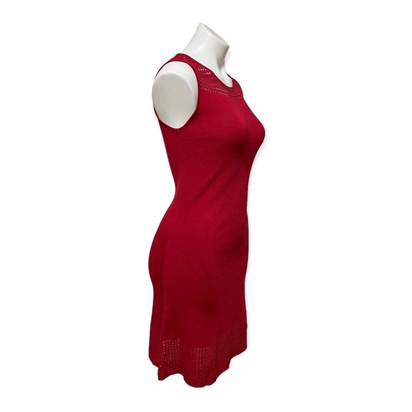 Max Studio XS Dark Red Sleeveless Cutout Detail Crewneck Mini Dress NWT - Picture 2 of 7